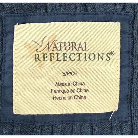 Natural Reflections Women’s Blue Cable Knit Sweater V-Neck 3/4 Sleeve Classic Sm - Picture 5 of 8